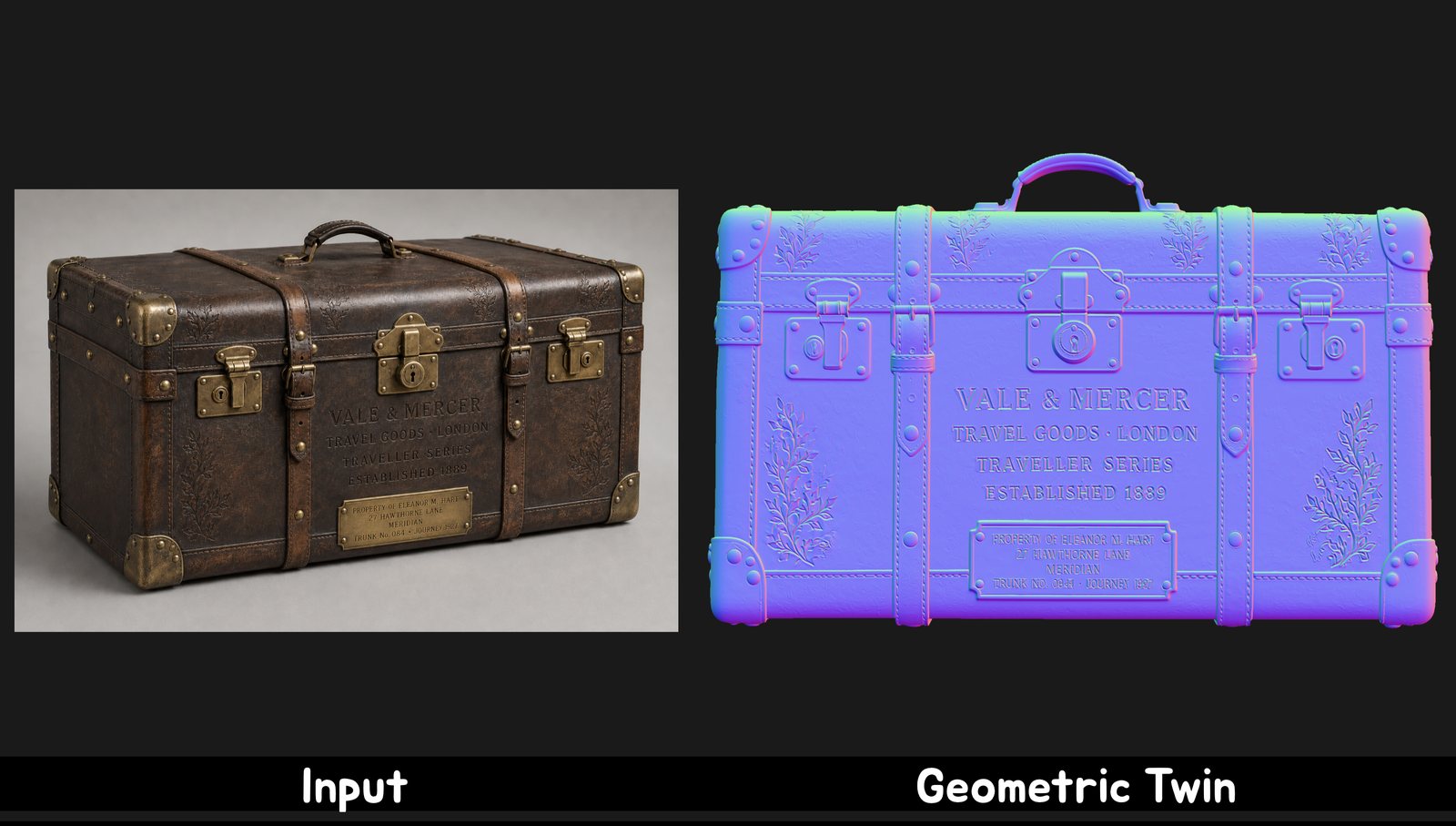 Leather trunk input and its geometric twin